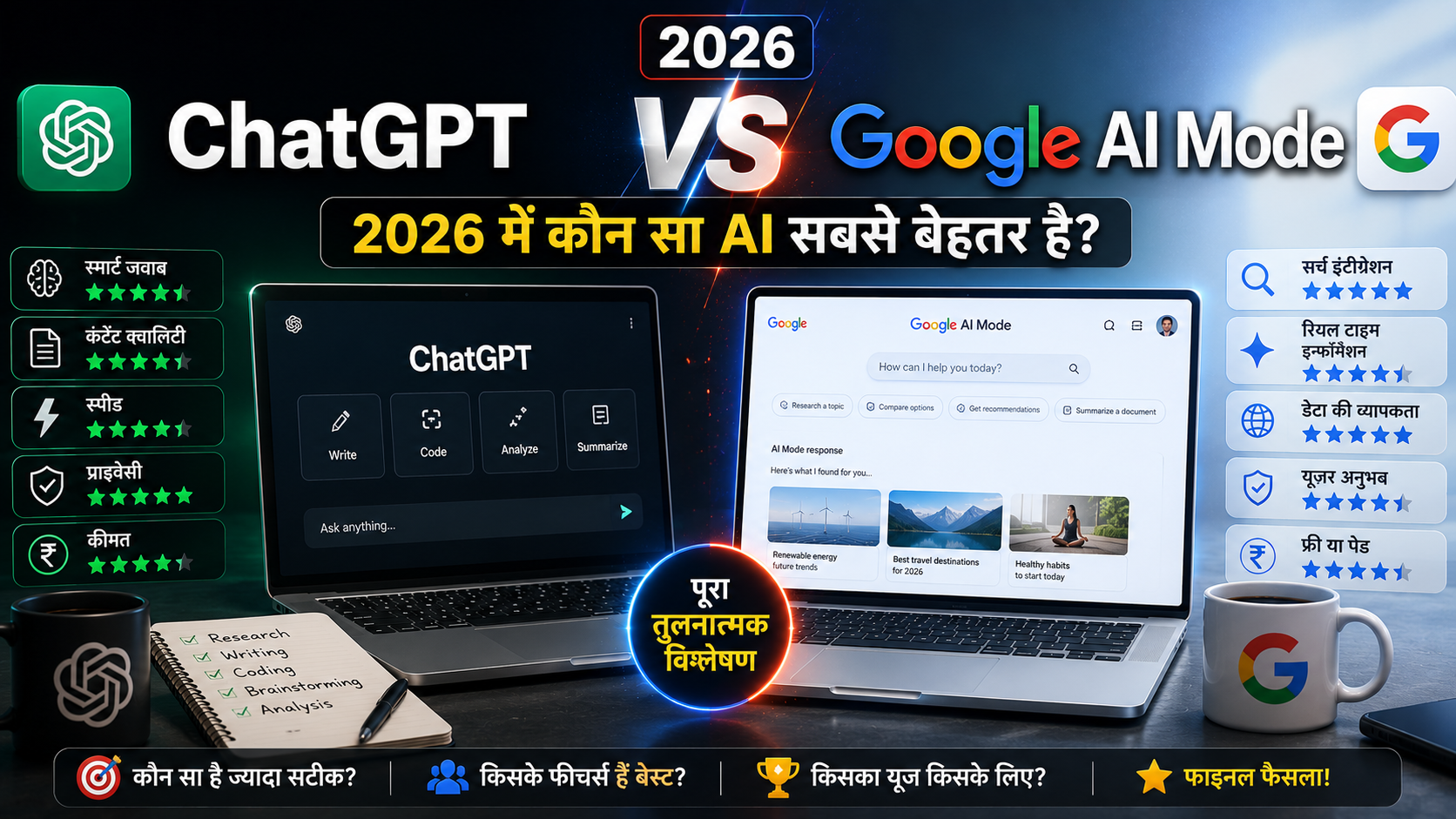 ChatGPT vs Google AI Mode: 2026 में कौन सा AI सबसे बेहतर है?