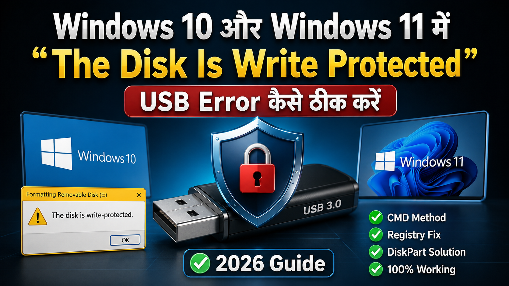 Windows 10 और Windows 11 में “The Disk Is Write Protected” USB Error कैसे ठीक करें (2026 Guide)