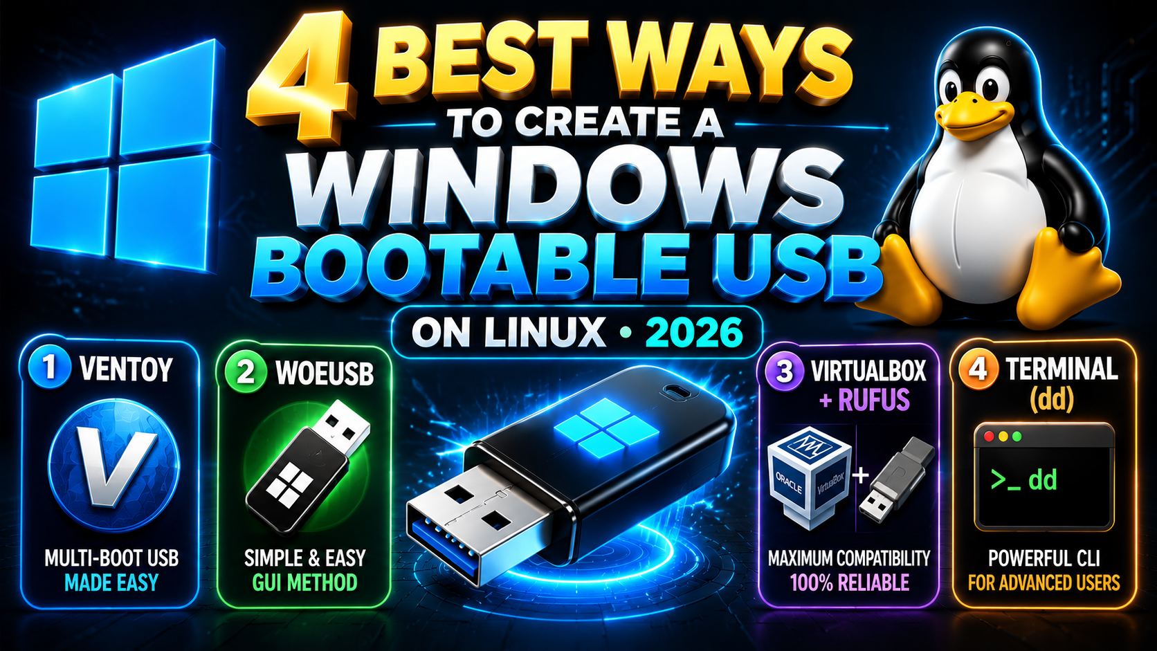 Windows 10/11 Bootable USB Linux में कैसे बनाएं? Complete Guide 2026